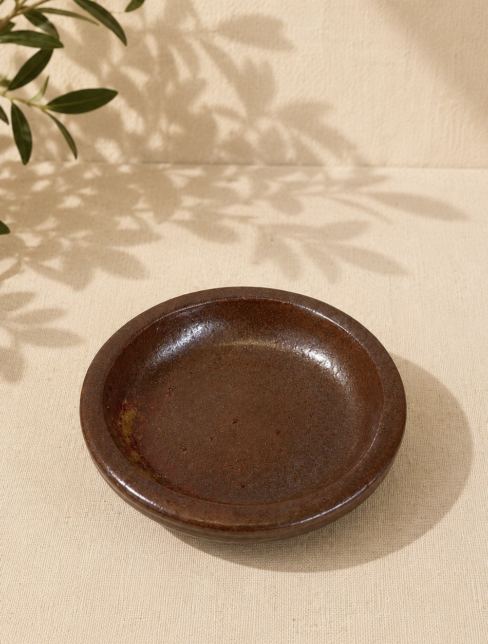 Piattino portacandela artigianale in ceramica