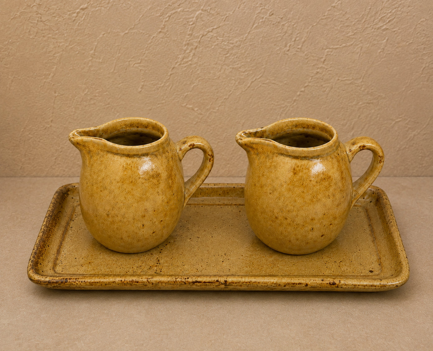 Ceramic set from Taizé – Handmade serving platter with small jug