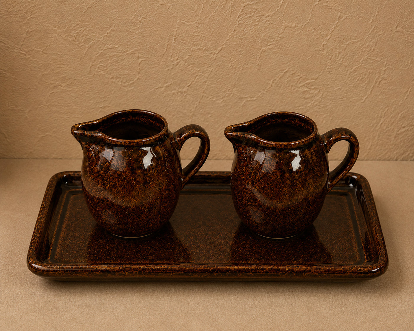 Ceramic set from Taizé – Handmade serving platter with small jug