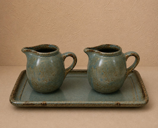 Ceramic set from Taizé – Handmade serving platter with small jug