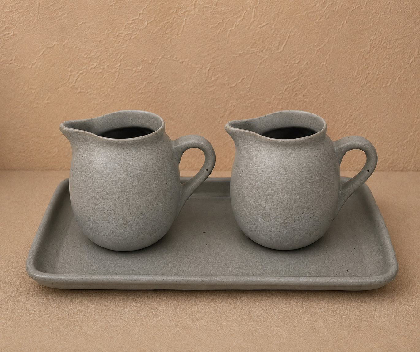 Ceramic set from Taizé – Handmade serving platter with small jug
