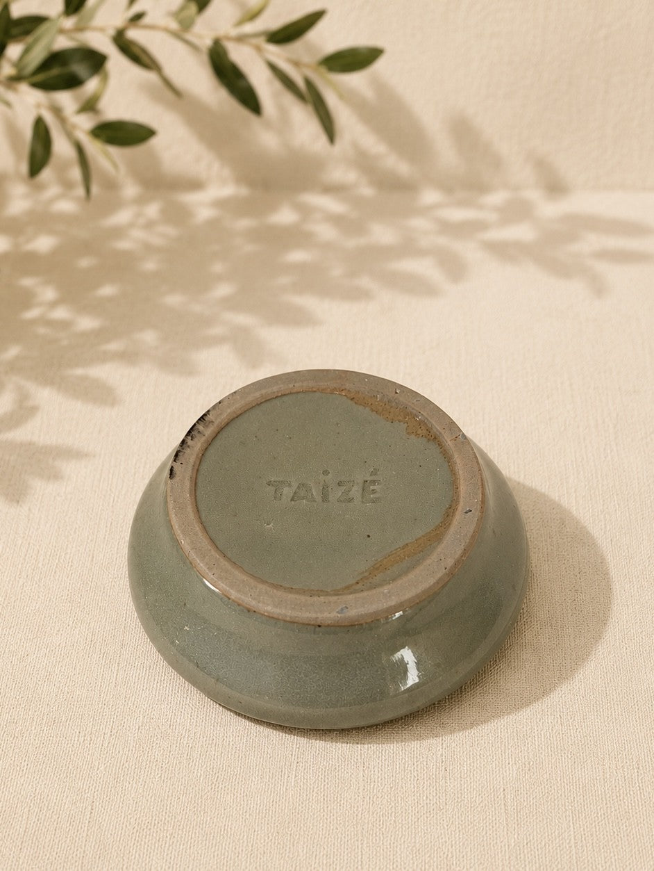 Piattino portacandela artigianale in ceramica