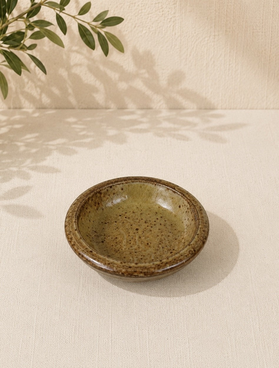Piattino portacandela artigianale in ceramica