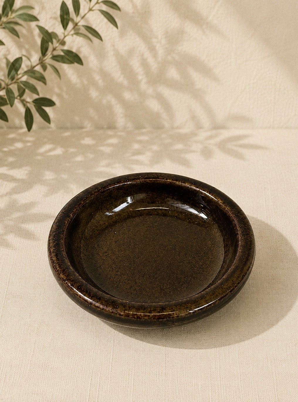 Piattino portacandela artigianale in ceramica