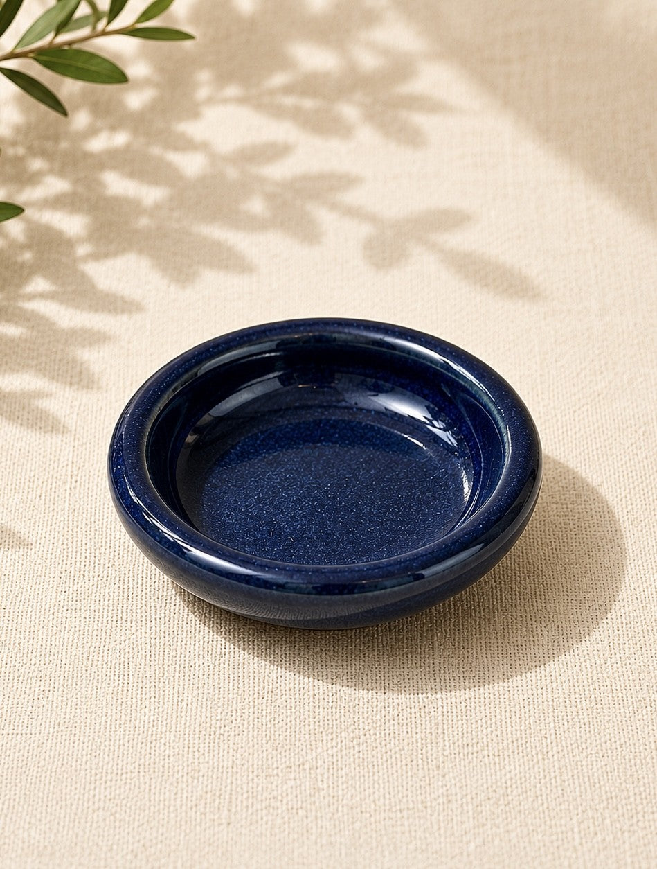 Piattino portacandela artigianale in ceramica